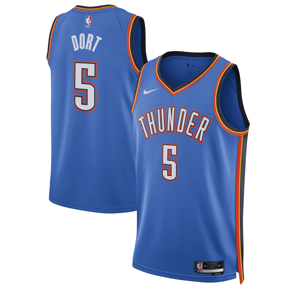 Unisex Oklahoma City Thunder Luguentz Dort Nike Blue Swingman Player Jersey - Icon Edition product image 2, provided for