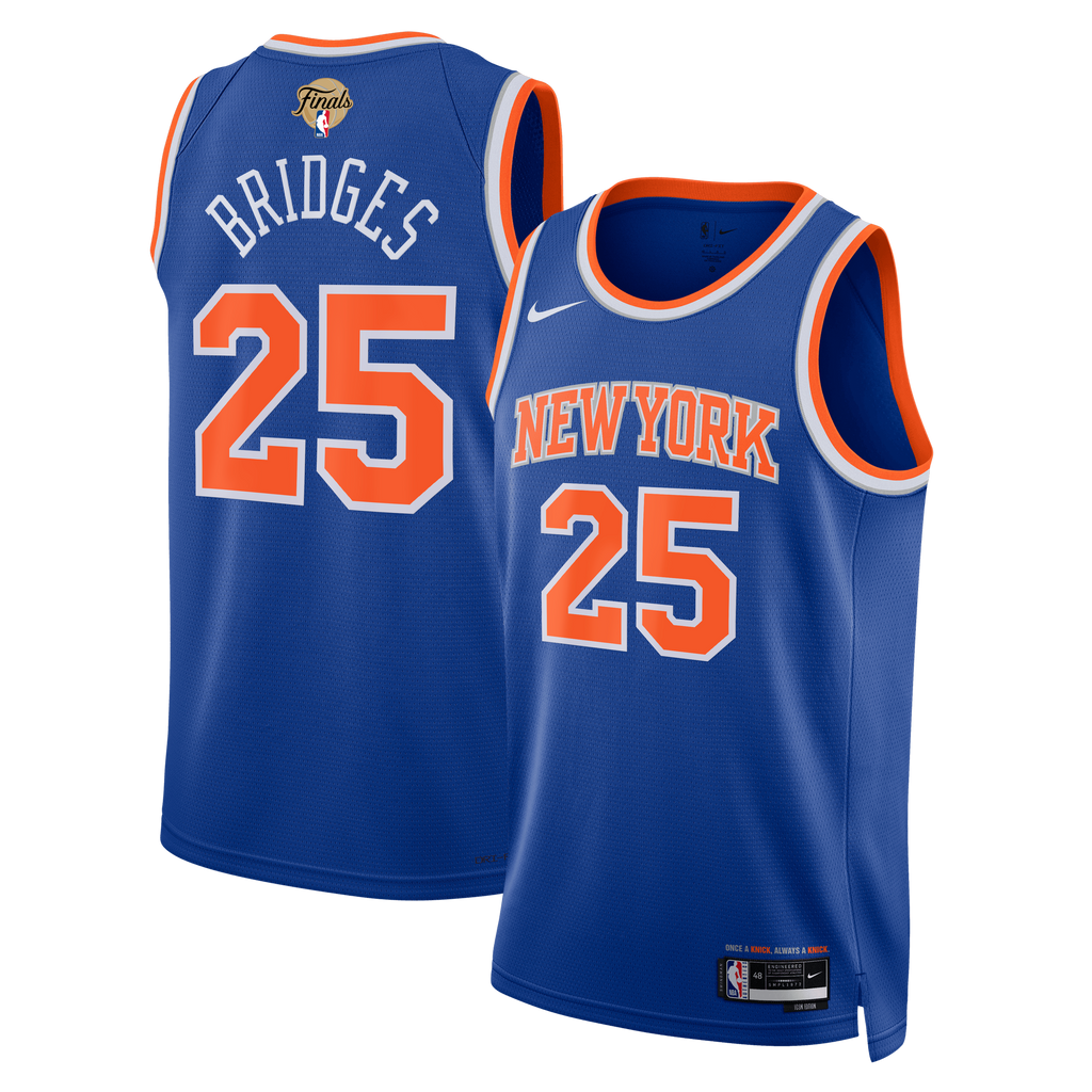 Unisex New York Knicks Mikal Bridges Nike Blue 2026 NBA Finals Patch Swingman Jersey - Icon Edition product image 1,