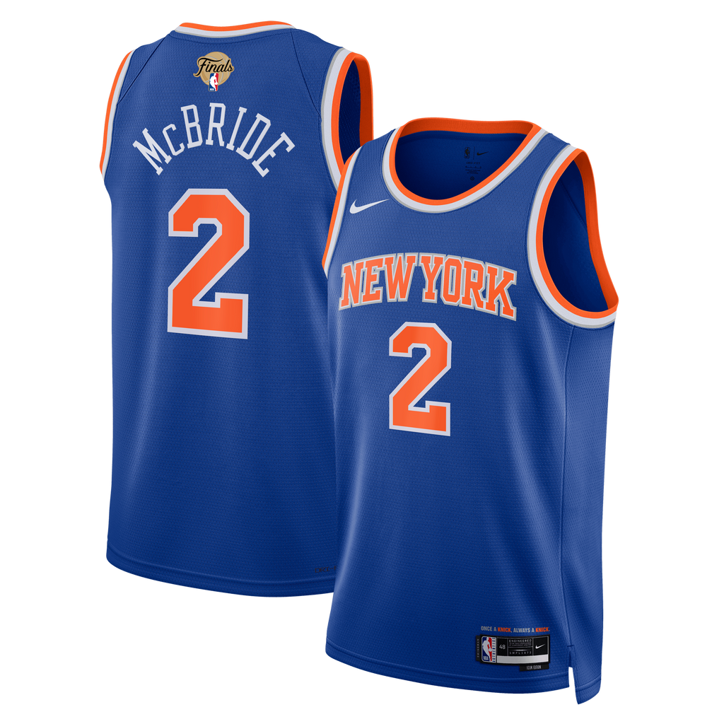 Unisex New York Knicks Miles McBride Nike Blue 2026 NBA Finals Patch Swingman Jersey - Icon Edition product image 1,
