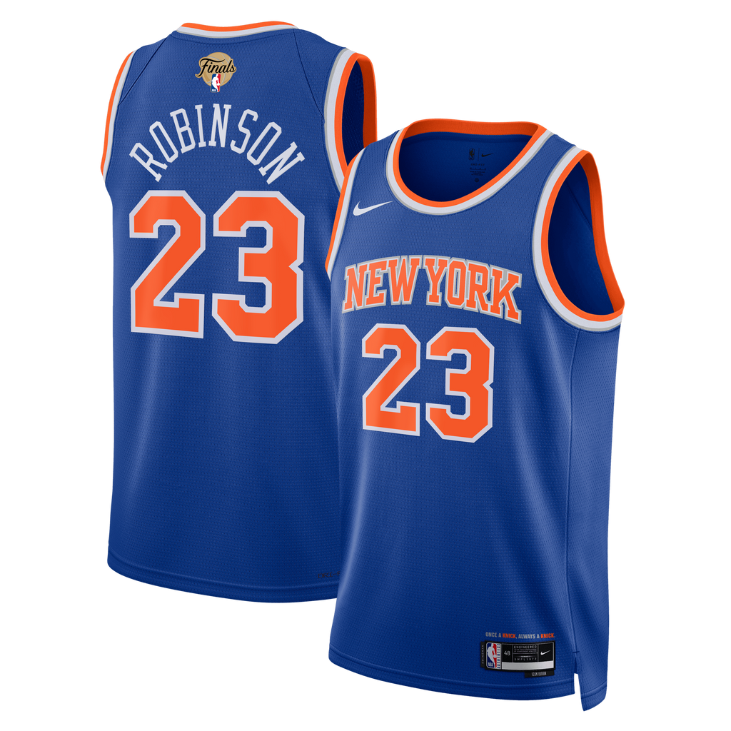 Unisex New York Knicks Mitchell Robinson Nike Blue 2026 NBA Finals Patch Swingman Jersey - Icon Edition product image 1,