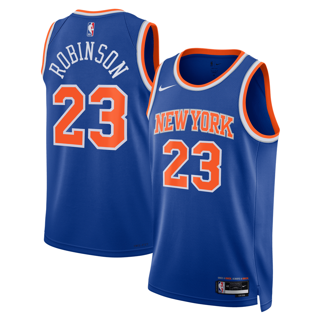 Unisex New York Knicks Mitchell Robinson Nike Blue Swingman Jersey - Icon Edition product image 1, provided for visual