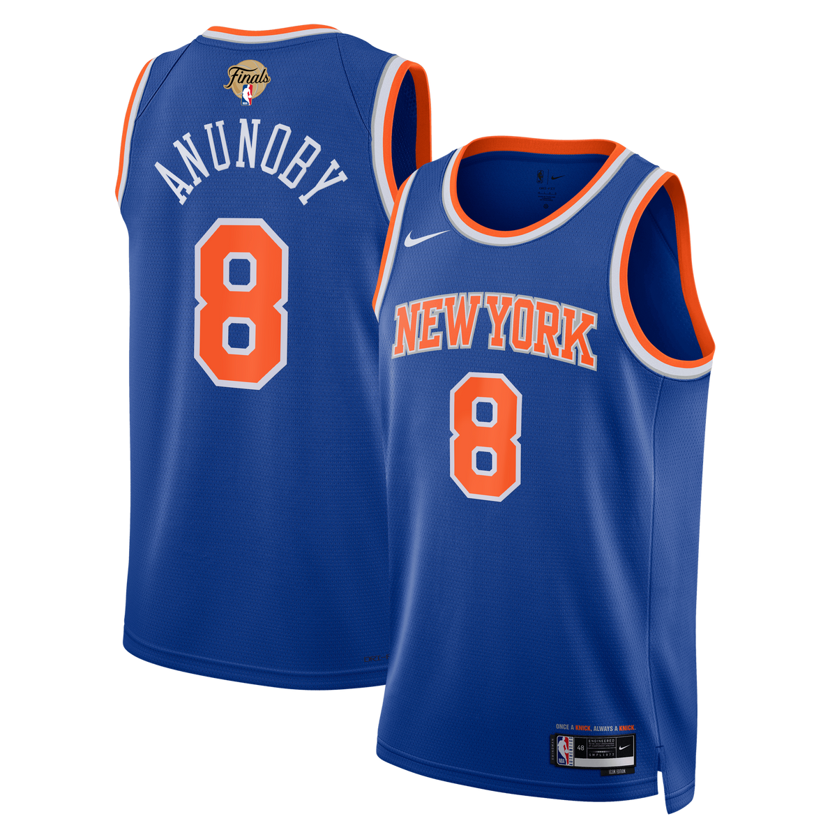 Unisex New York Knicks OG Anunoby Nike Blue 2026 NBA Finals Patch Swingman Jersey - Icon Edition product image 1, provided