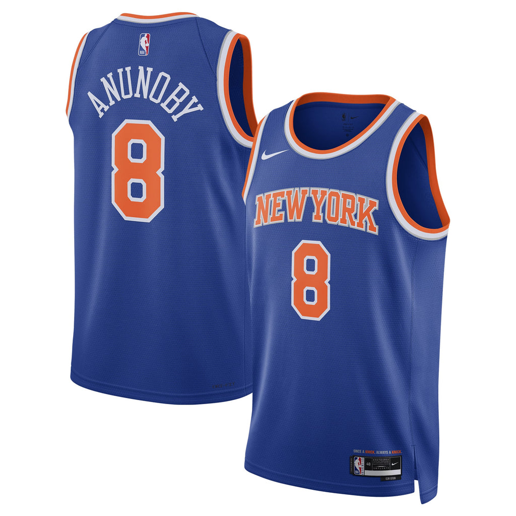 Unisex New York Knicks OG Anunoby Nike Blue Swingman Jersey - Icon Edition product image 1, provided for visual reference