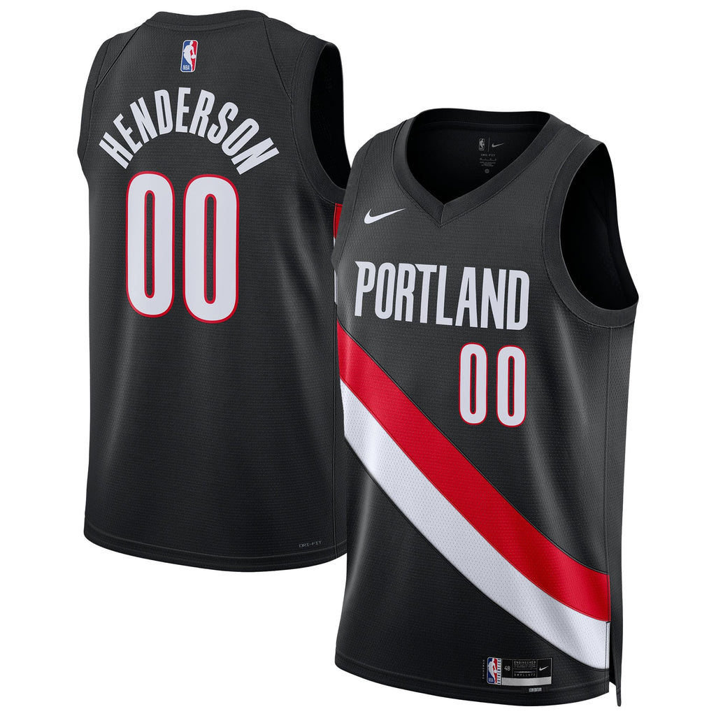 Unisex Portland Trail Blazers Scoot Henderson Nike Black Swingman Jersey - Icon Edition product image 2, provided for visual