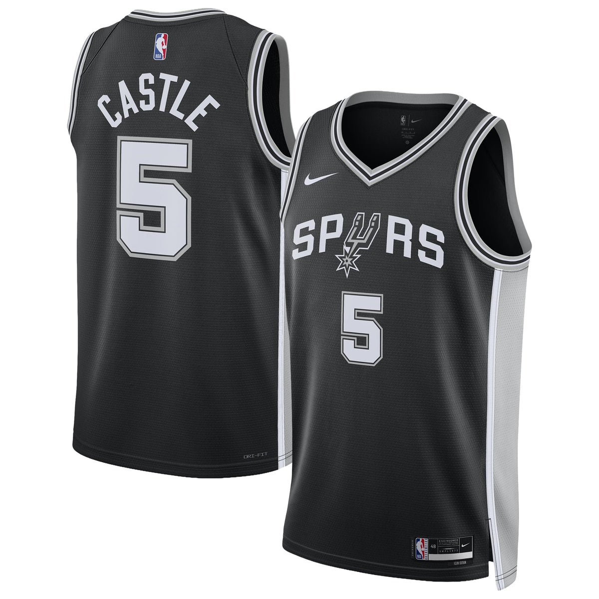 Unisex San Antonio Spurs Stephon Castle Nike Black Swingman Jersey - Icon Edition product image 2, provided for visual