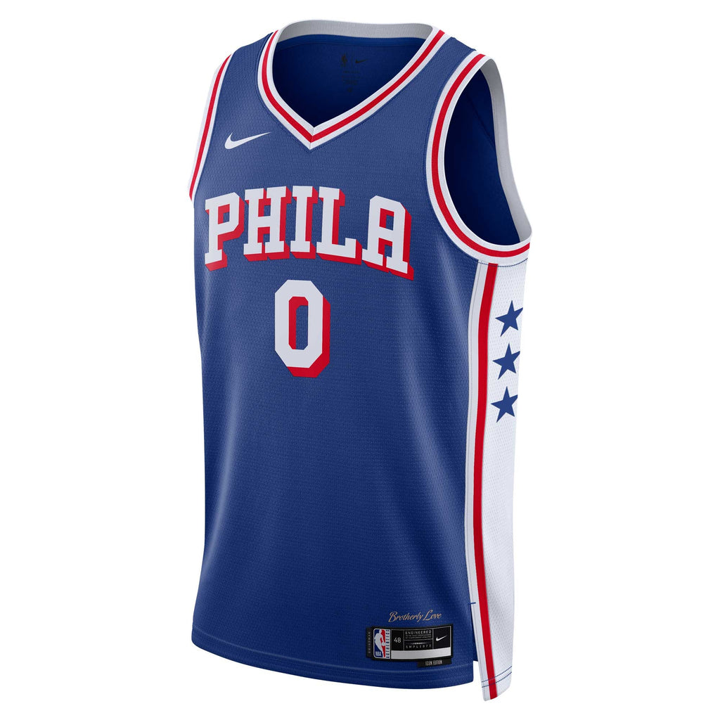 Unisex Philadelphia 76ers Tyrese Maxey Nike Royal Swingman Jersey - Icon Edition product image 3, provided for visual