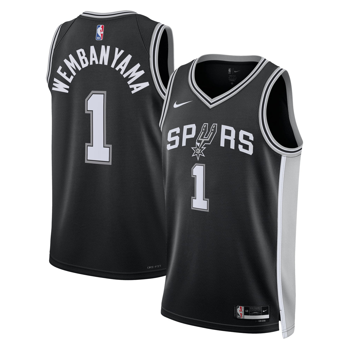 Unisex San Antonio Spurs Victor Wembanyama Nike Black Swingman Jersey - Icon Edition product image 1, provided for visual