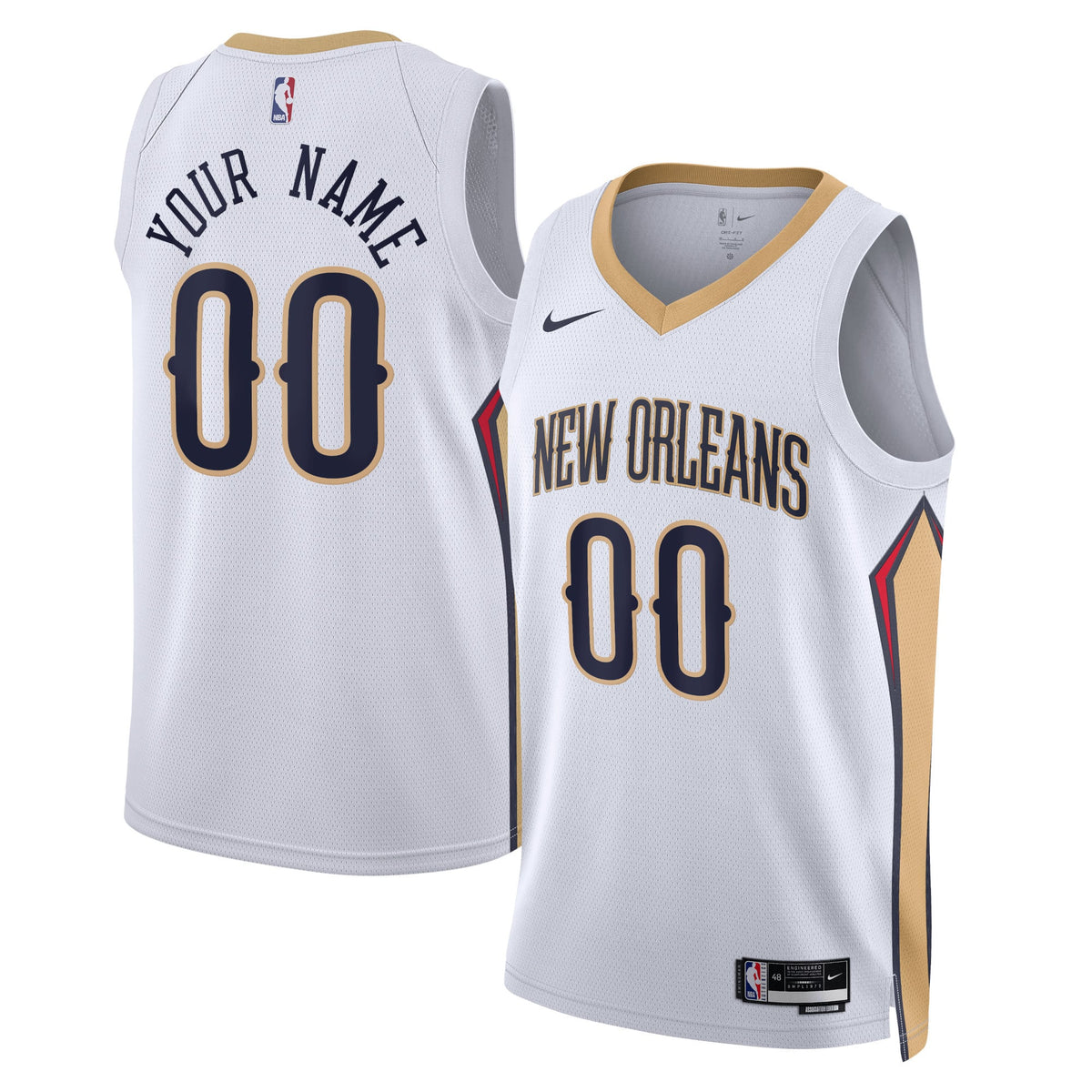 Unisex New Orleans Pelicans Nike White Swingman Custom Jersey - Association Edition product image 2, provided for visual