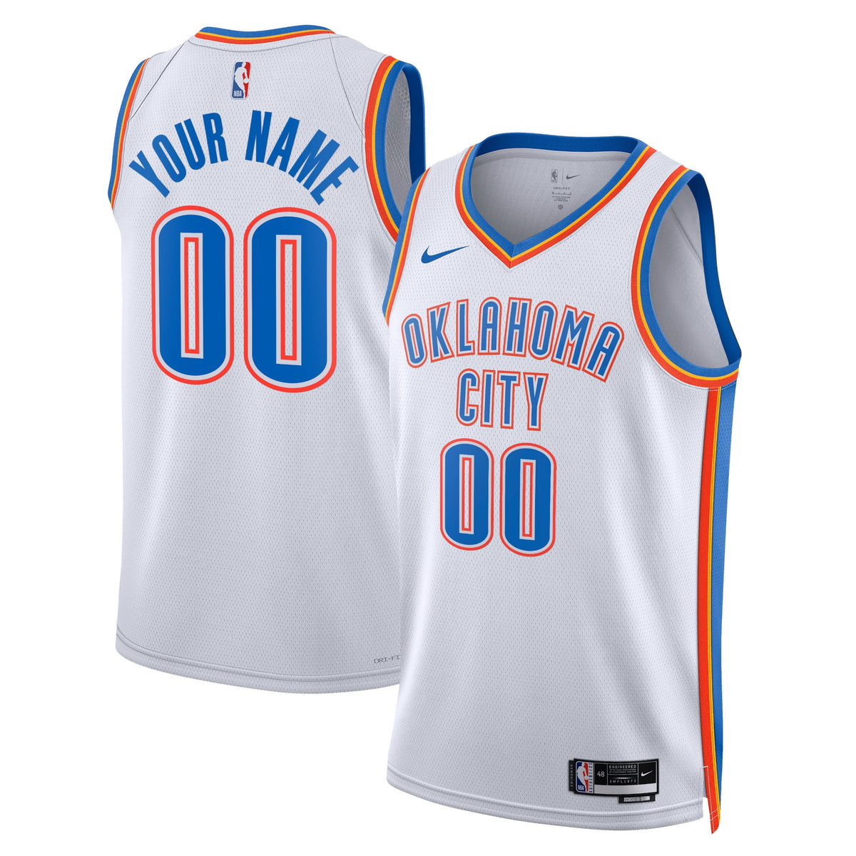 Unisex Oklahoma City Thunder Nike White Swingman Custom Jersey - Association Edition product image 2, provided for visual
