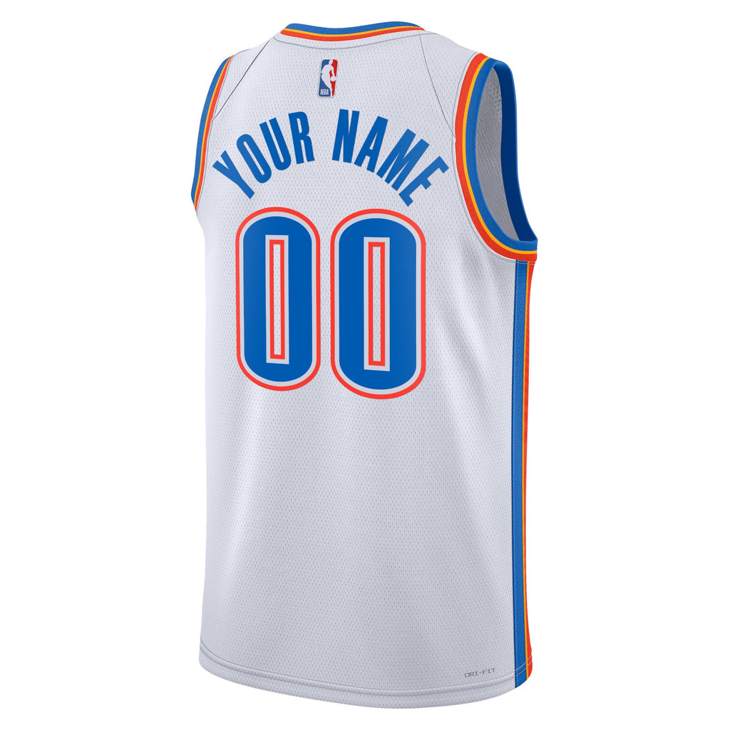Unisex Oklahoma City Thunder Nike White Swingman Custom Jersey - Association Edition product image 4, provided for visual