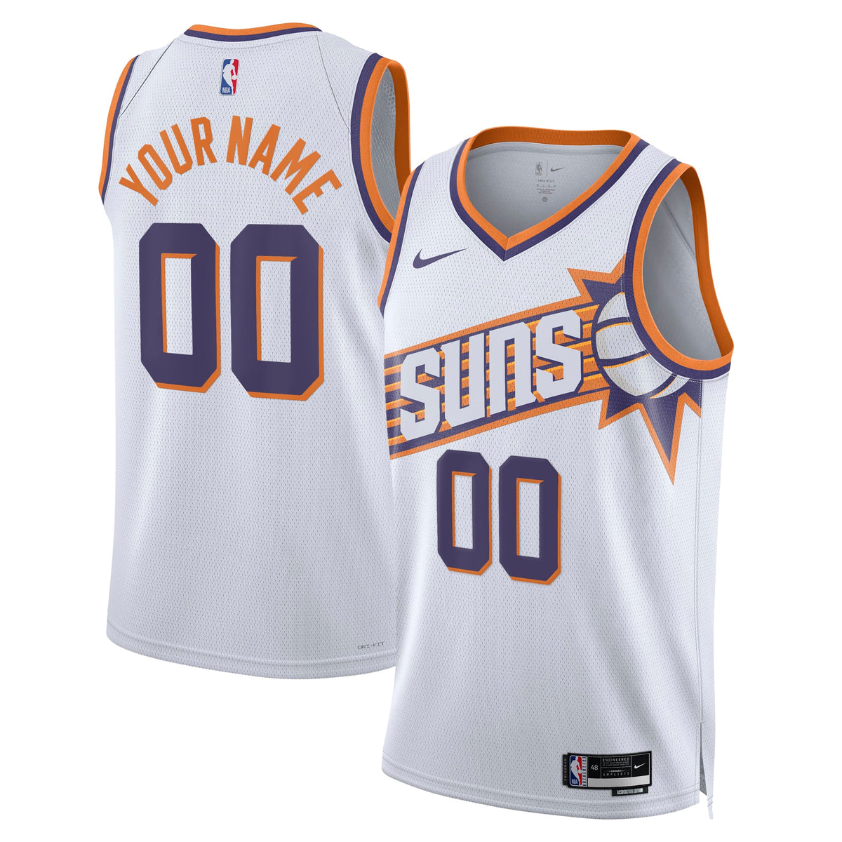Unisex Phoenix Suns Nike White Swingman Custom Jersey - Association Edition product image 1, provided for visual reference