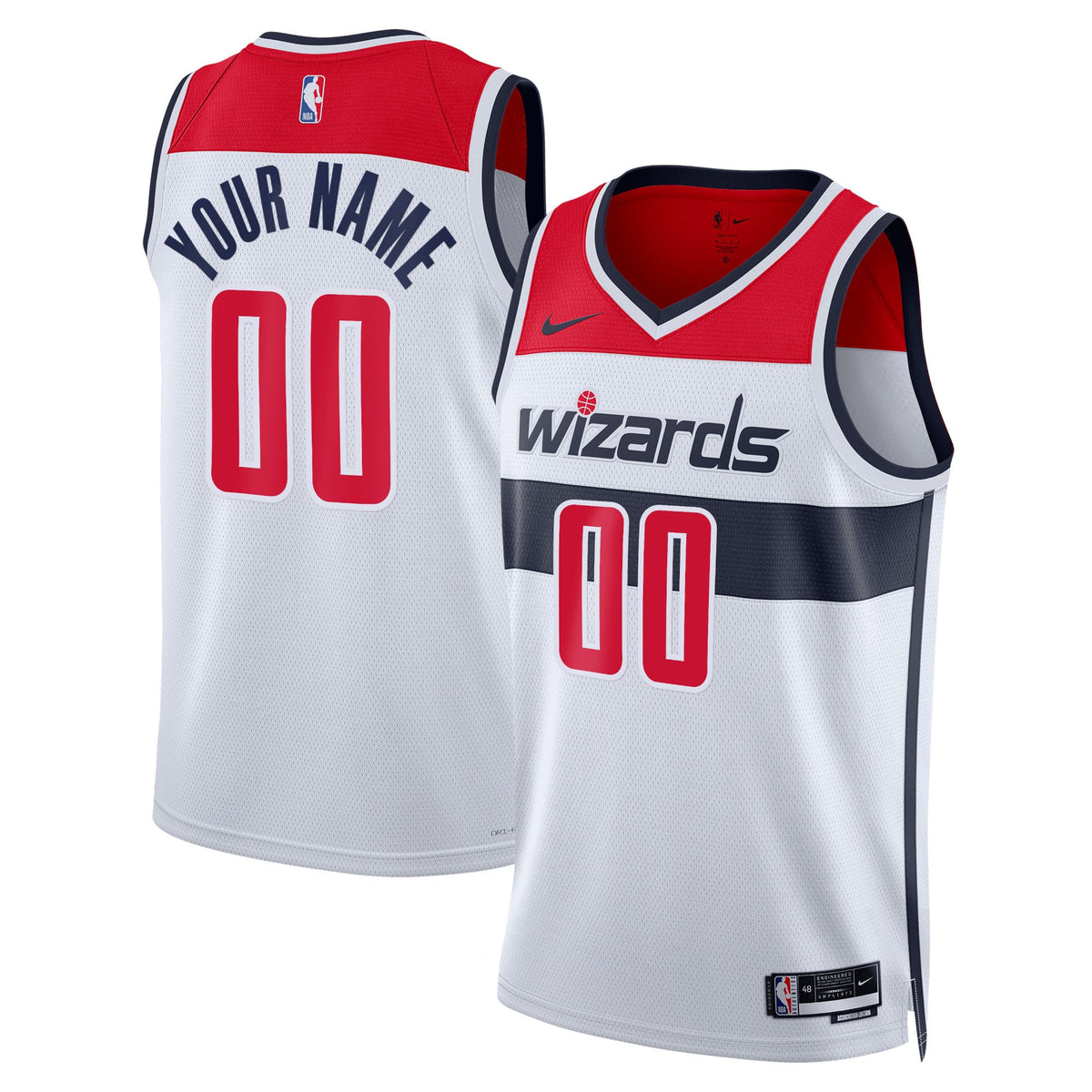 Unisex Washington Wizards Nike White Swingman Custom Jersey - Association Edition product image 1, provided for visual