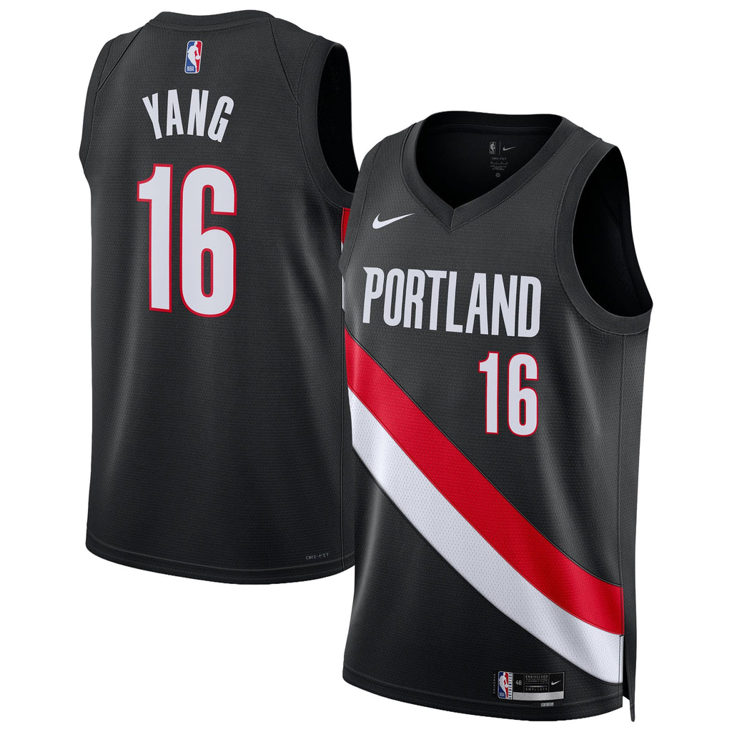 Unisex Portland Trail Blazers Yang Hansen Nike Black Swingman Jersey - Icon Edition product image 2, provided for visual