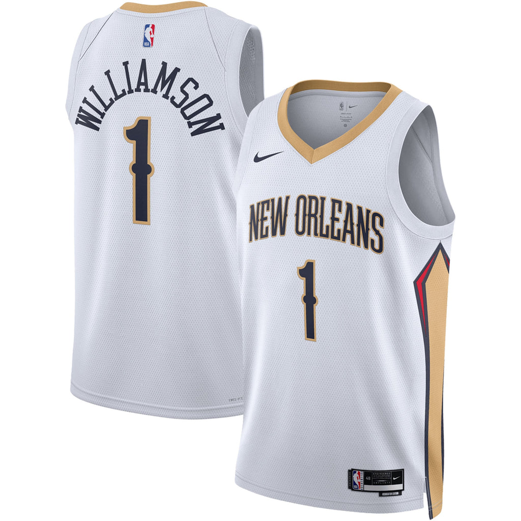 Unisex New Orleans Pelicans Zion Williamson Nike White Swingman Jersey - Association Edition product image 1, provided for