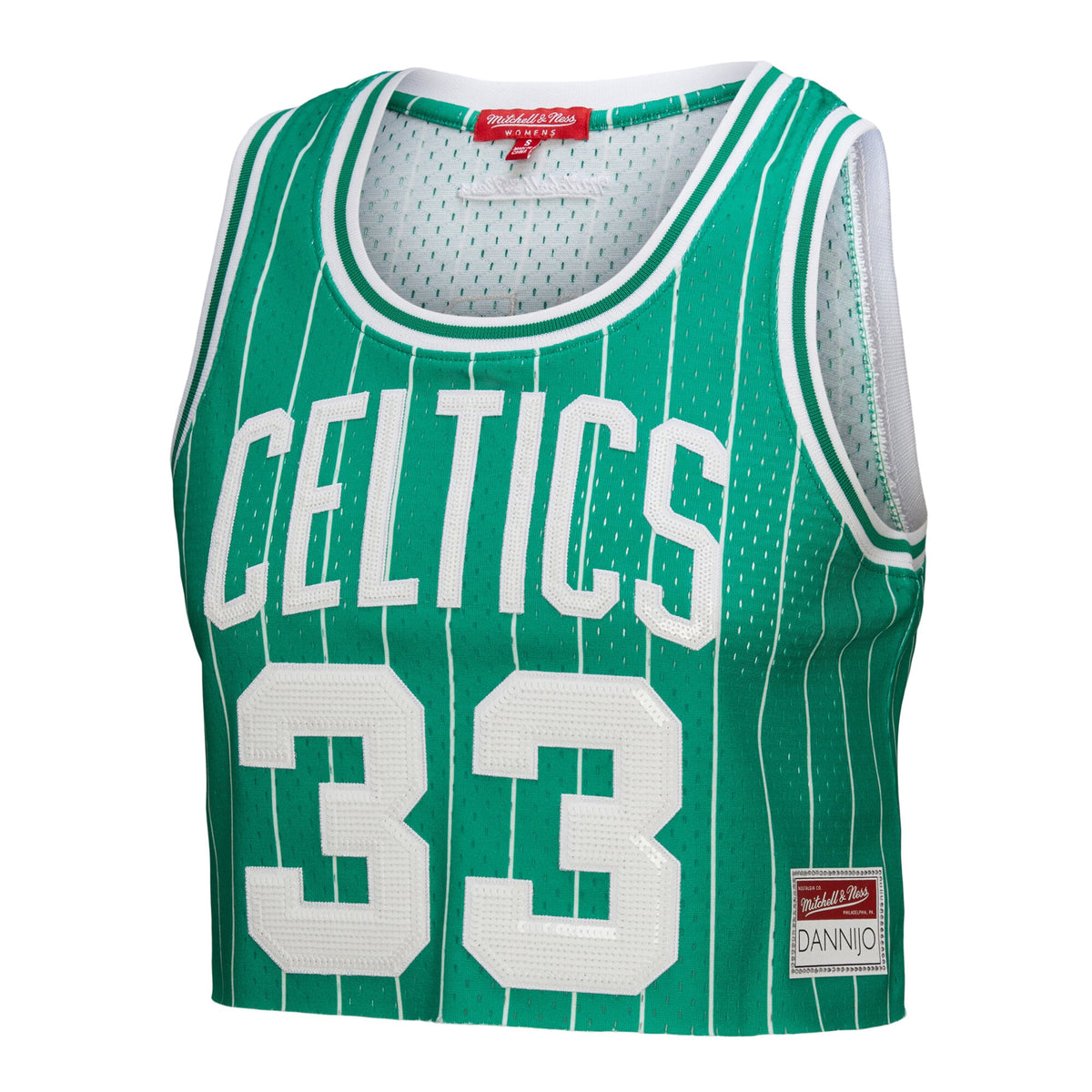 Boston Celtics Larry Bird Mitchell & Ness x DANNIJO Kelly Green Fashion Cropped Basketball Jersey for Women product image 3,