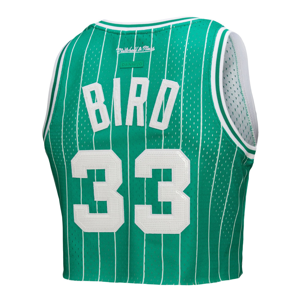 Boston Celtics Larry Bird Mitchell & Ness x DANNIJO Kelly Green Fashion Cropped Basketball Jersey for Women product image 4,