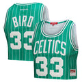 Boston Celtics Larry Bird Mitchell & Ness x DANNIJO Kelly Green Fashion Cropped Basketball Jersey for Women product image 1,