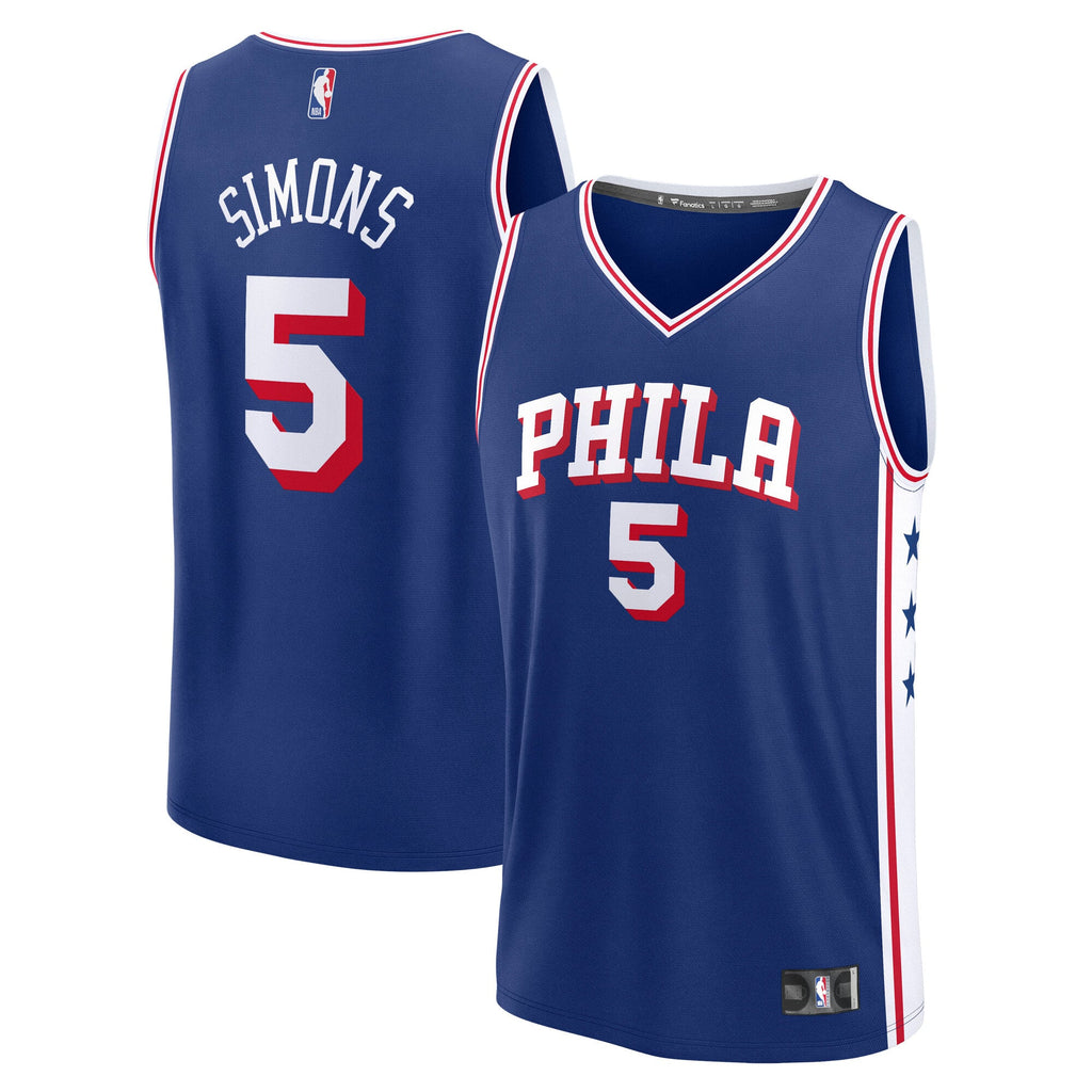 Youth Philadelphia 76ers Anfernee Simons Fanatics Royal Fast Break Replica Jersey - Icon Edition product image 1, provided