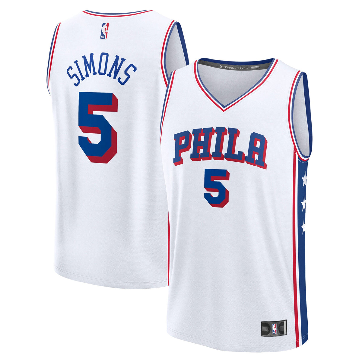 Youth Philadelphia 76ers Anfernee Simons Fanatics White Fast Break Replica Jersey - Association Edition product image 2,