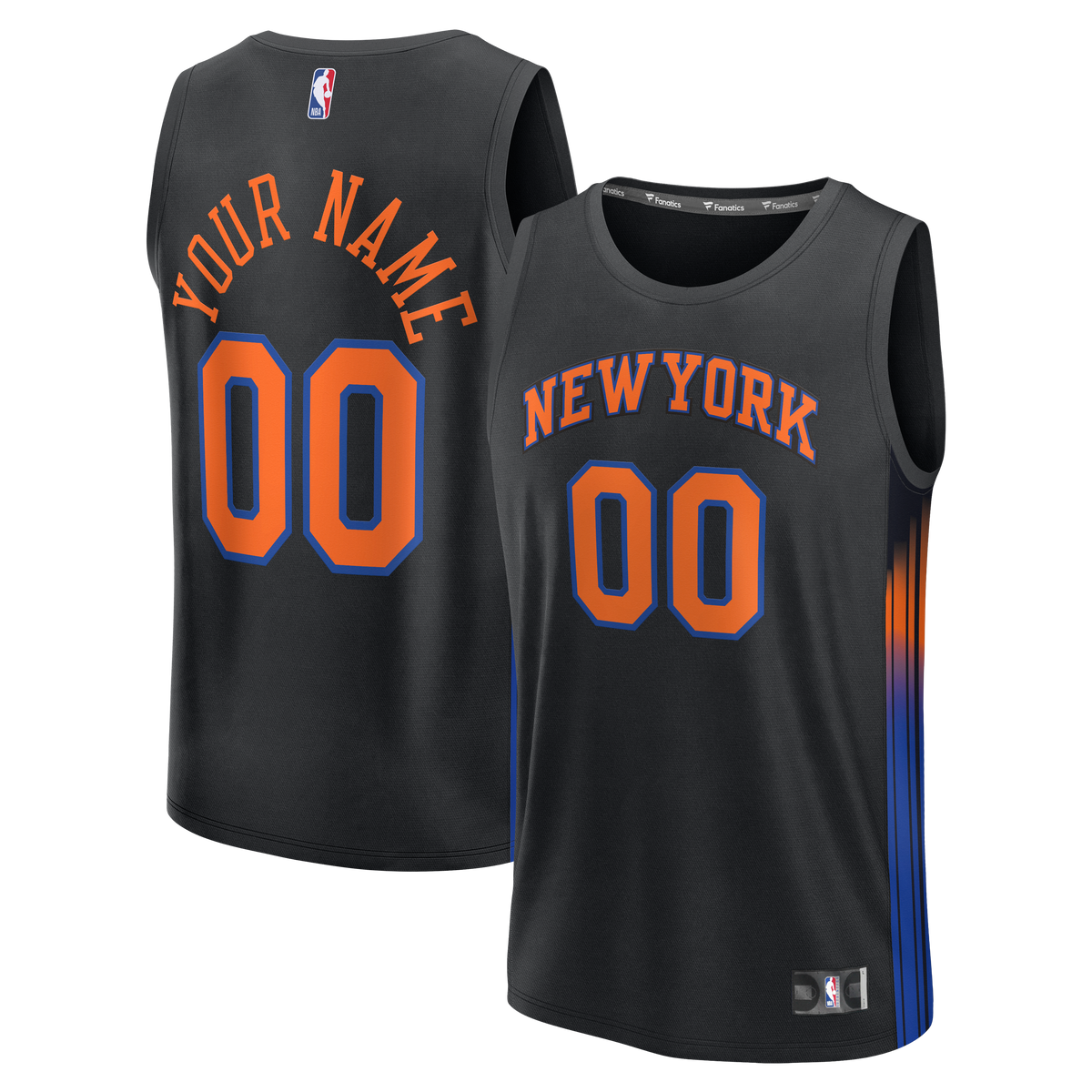 Youth New York Knicks Fanatics Black Fast Break Custom Jersey - Statement Edition product image 2, provided for visual