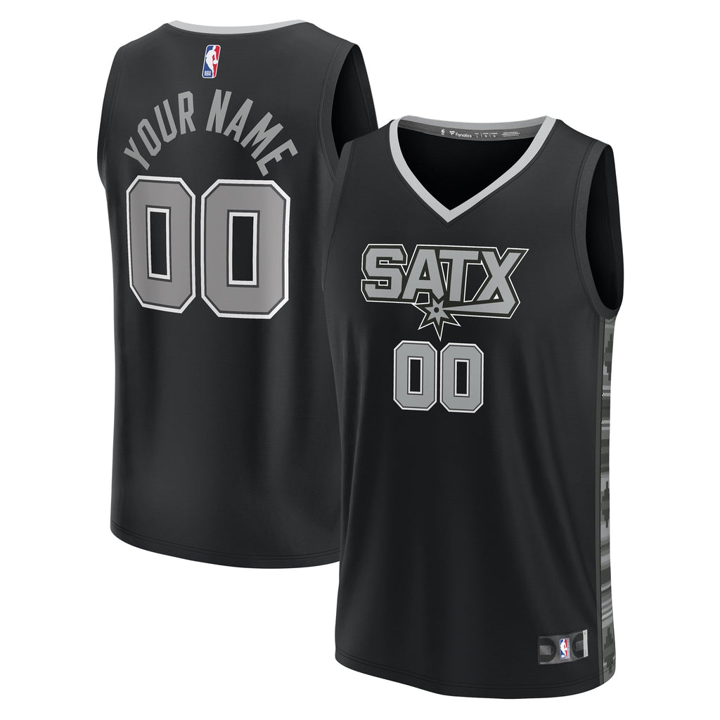 Youth San Antonio Spurs Fanatics Black Fast Break Replica Custom Jersey - Statement Edition product image 2, provided for