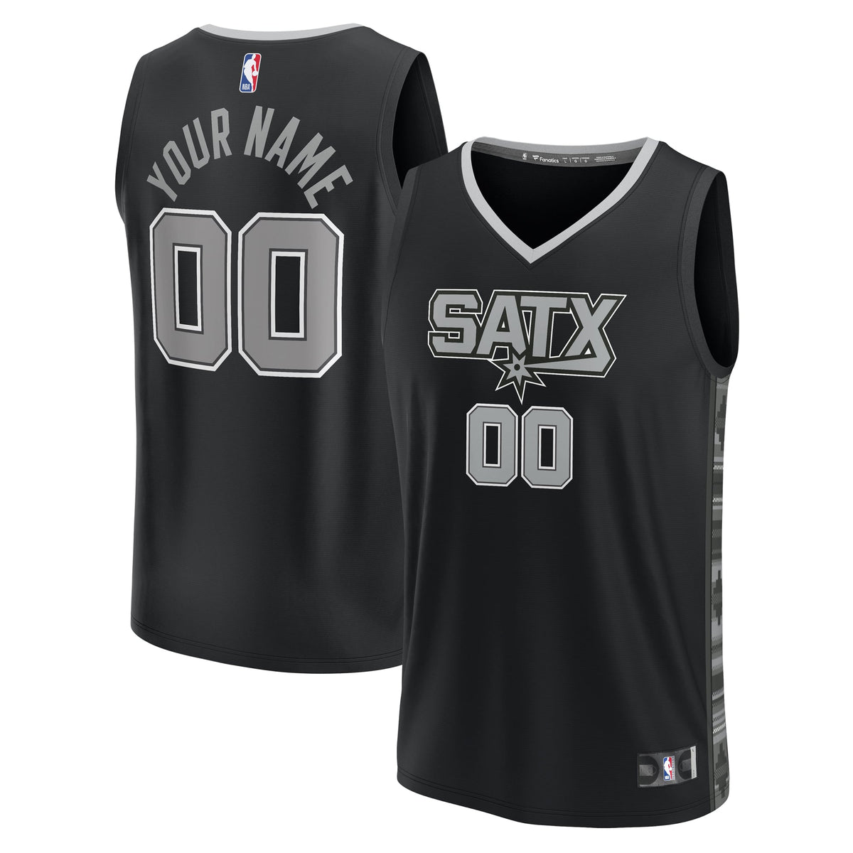 Youth San Antonio Spurs Fanatics Black Fast Break Replica Custom Jersey - Statement Edition product image 1, provided for