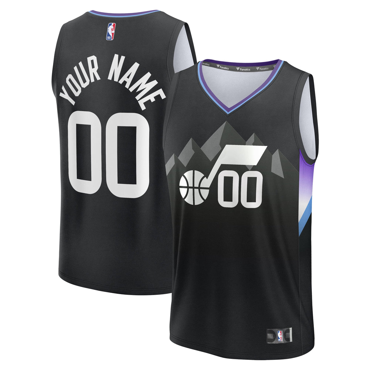 Youth Utah Jazz Fanatics Black Fast Break Custom Replica Jersey - Statement Edition product image 1, provided for visual
