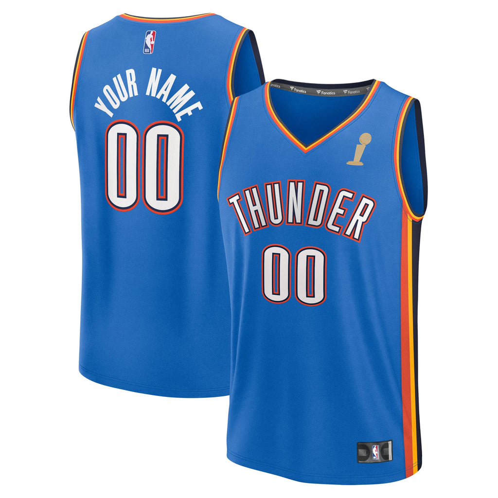 Youth Oklahoma City Thunder Fanatics Blue 2025 NBA Finals Champions Fast Break Replica Custom Jersey - Icon Edition product