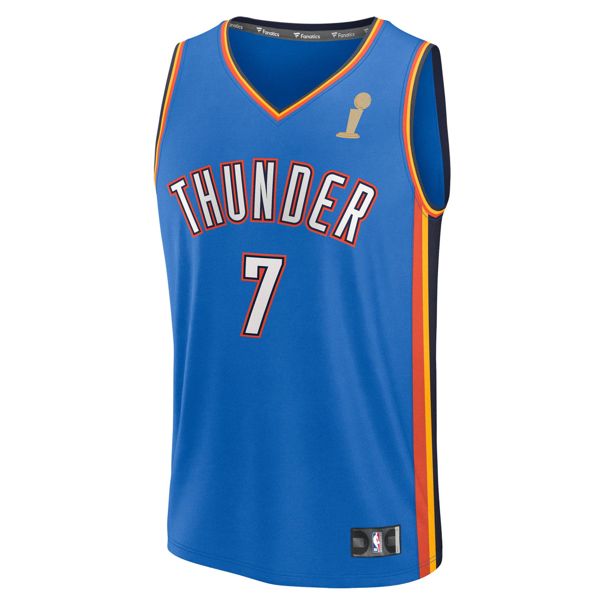Youth Oklahoma City Thunder Chet Holmgren Fanatics Blue 2025 NBA Finals Champions Fast Break Replica Player Jersey - Icon