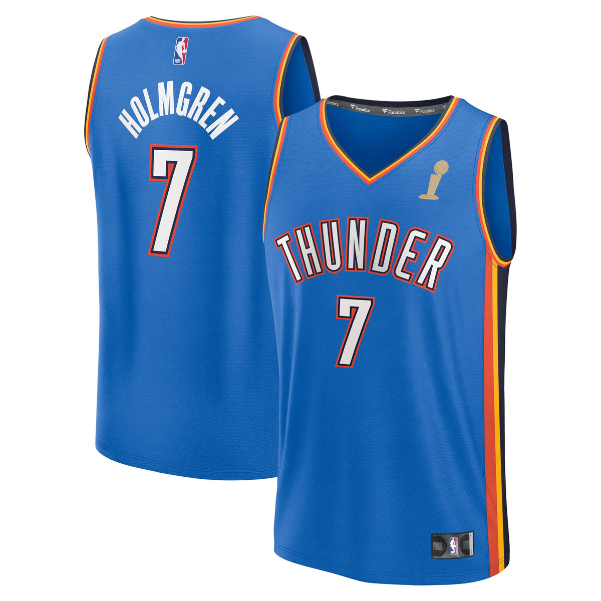 Youth Oklahoma City Thunder Chet Holmgren Fanatics Blue 2025 NBA Finals Champions Fast Break Replica Player Jersey - Icon