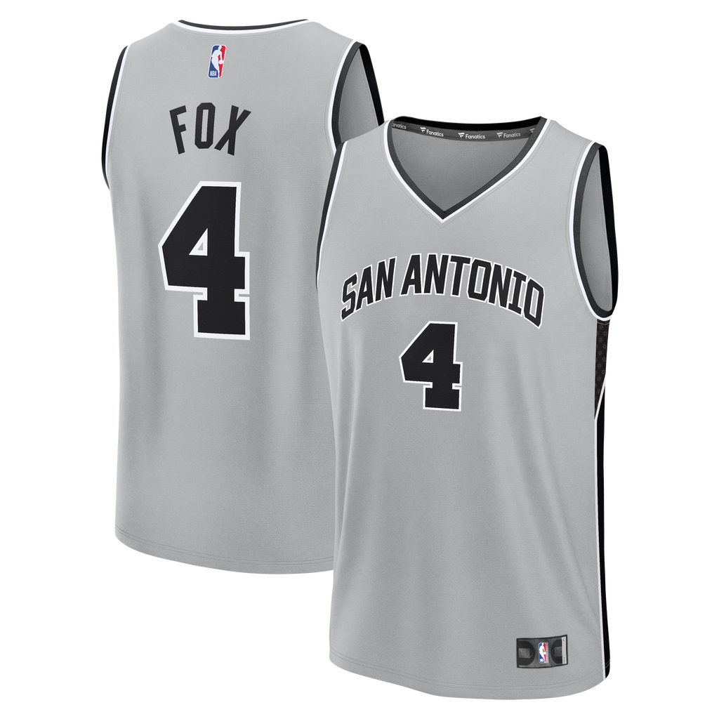 Youth San Antonio Spurs De'Aaron Fox Fanatics Silver Fast Break Jersey - Statement Edition product image 2, provided for
