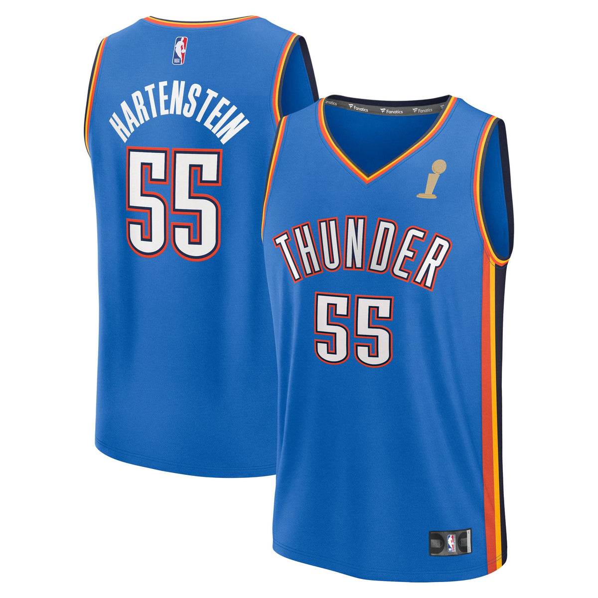 Youth Oklahoma City Thunder Isaiah Hartenstein Fanatics Blue 2025 NBA Finals Champions Fast Break Replica Player Jersey -