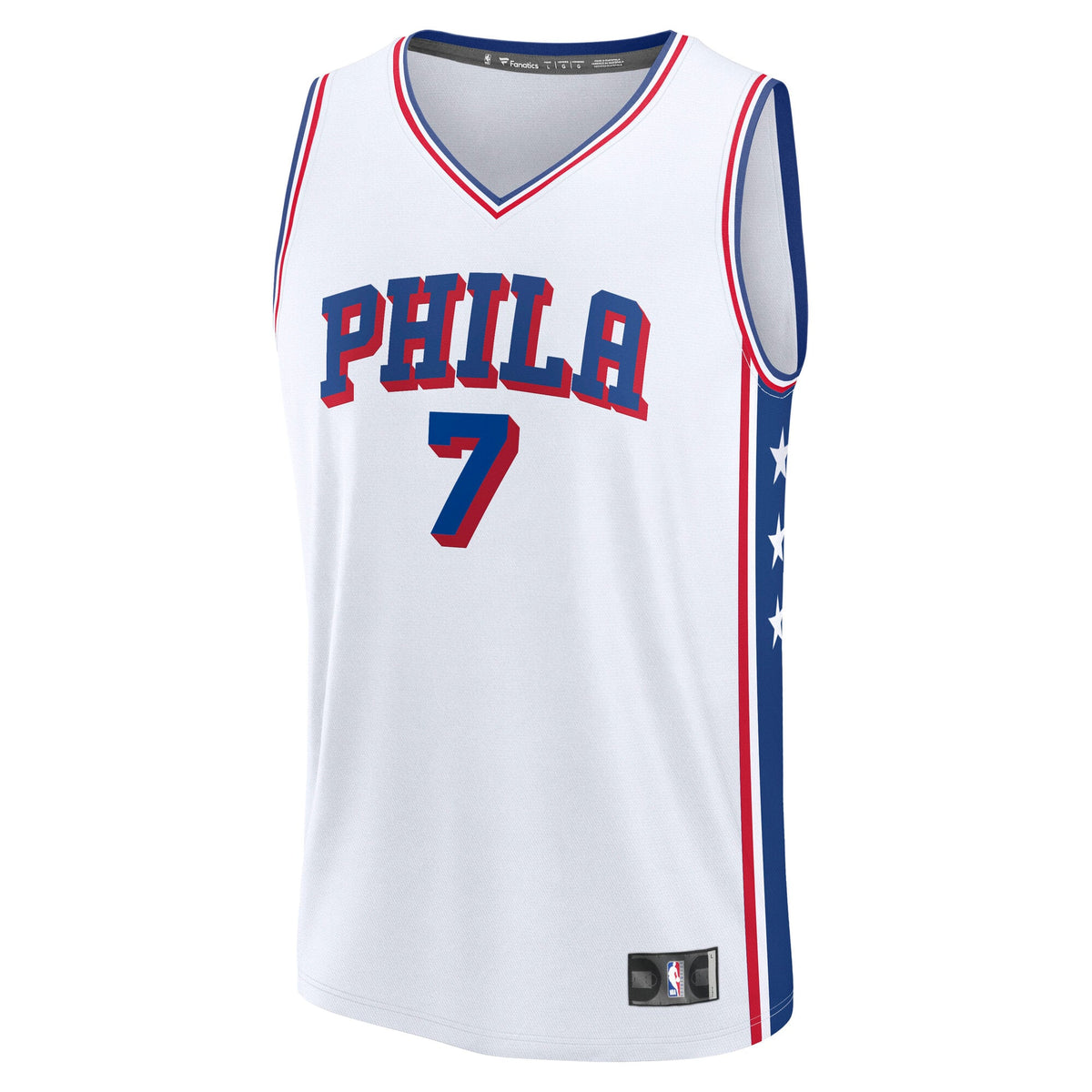 Youth Philadelphia 76ers Jaylen Brown Fanatics White Fast Break Replica Jersey - Association Edition product image 3,