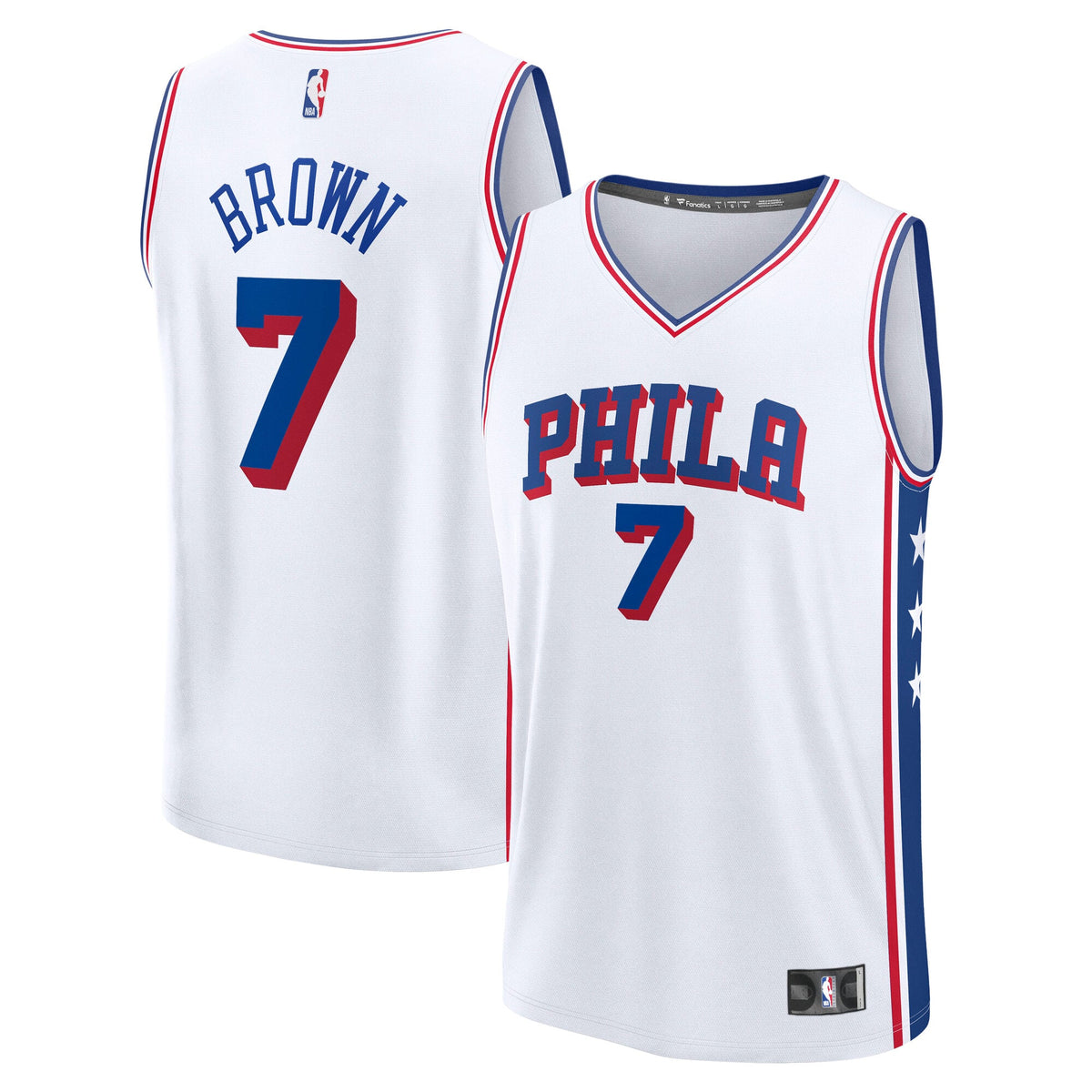 Youth Philadelphia 76ers Jaylen Brown Fanatics White Fast Break Replica Jersey - Association Edition product image 1,
