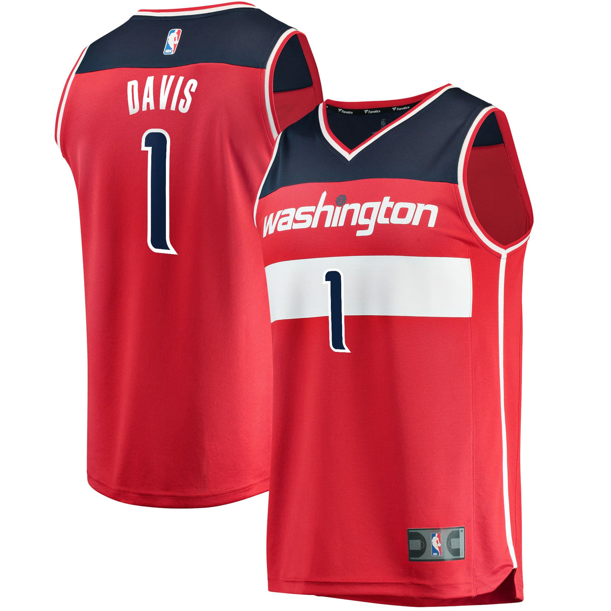 Youth Washington Wizards Johnny Davis Fanatics Red Fast Break Replica Jersey - Icon Edition product image 1, provided for