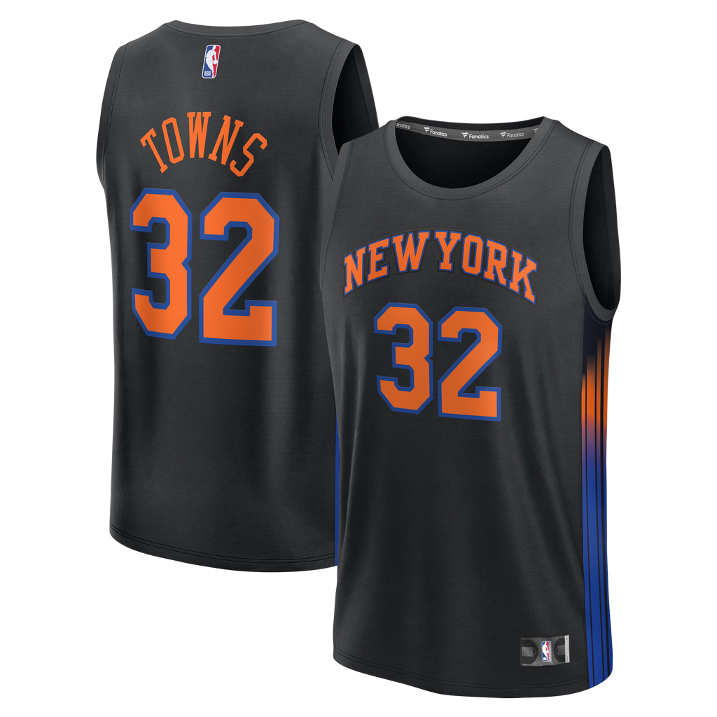 Youth New York Knicks Karl-Anthony Towns Fanatics Black Fast Break Jersey - Statement Edition product image 2, provided for