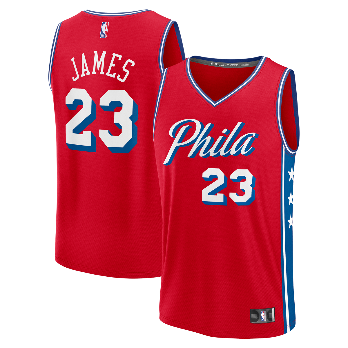 Youth Philadelphia 76ers LeBron James Fanatics Red Fast Break Replica Jersey - Statement Edition product image 2, provided