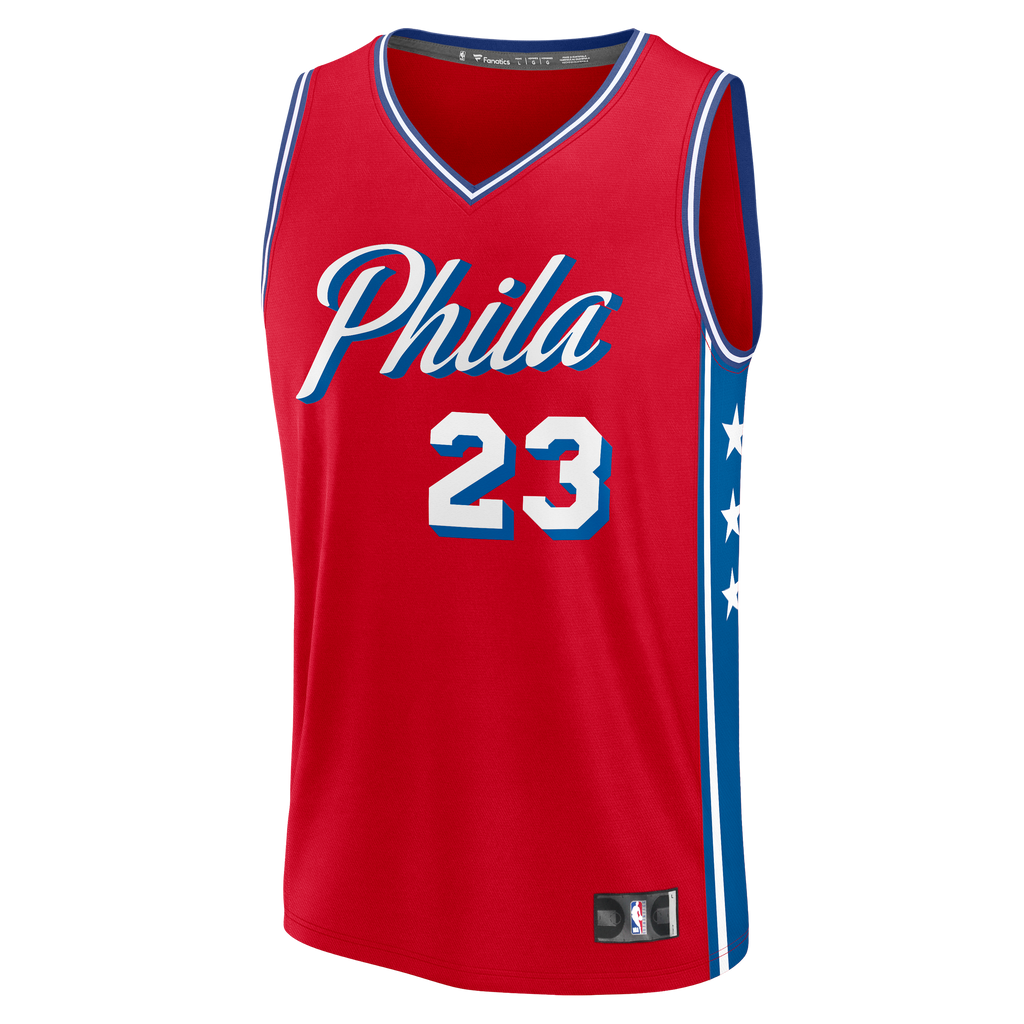 Youth Philadelphia 76ers LeBron James Fanatics Red Fast Break Replica Jersey - Statement Edition product image 3, provided