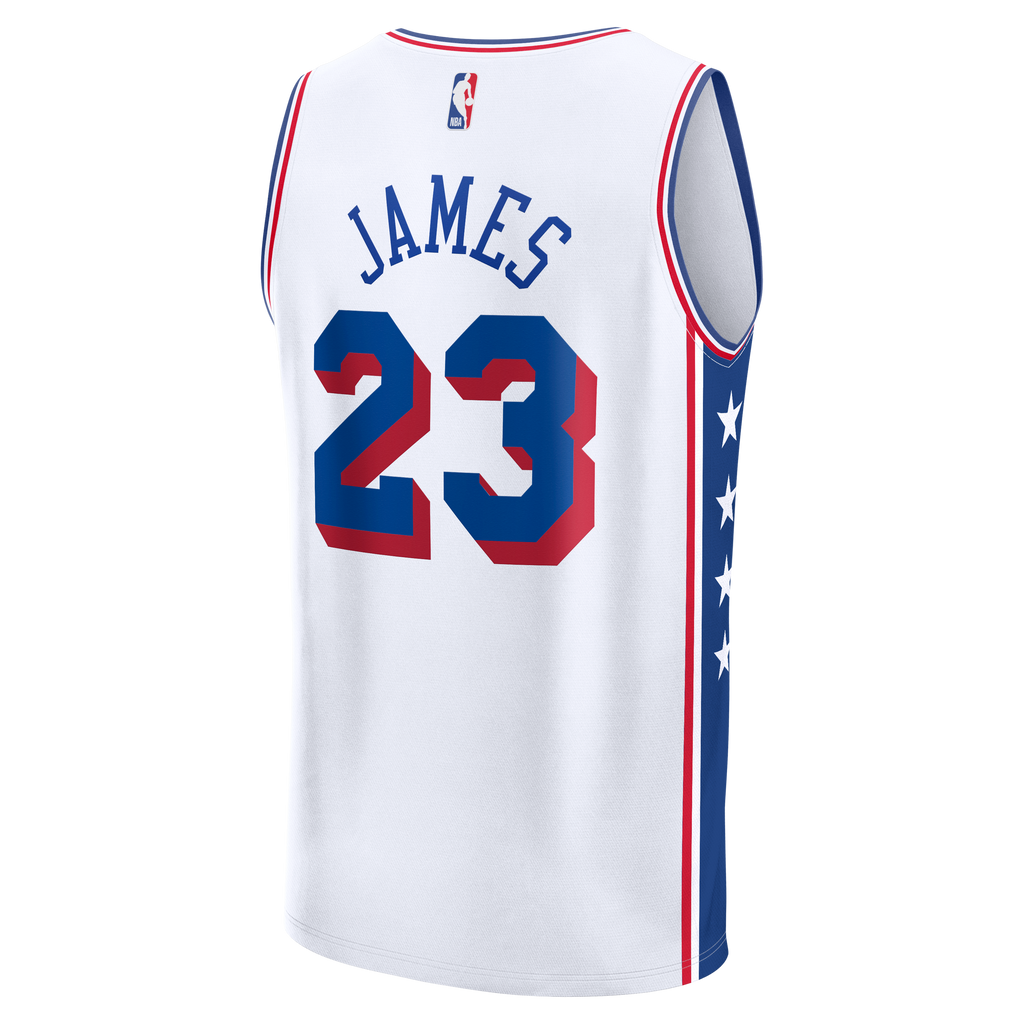 Youth Philadelphia 76ers LeBron James Fanatics White Fast Break Jersey - Association Edition product image 4, provided for