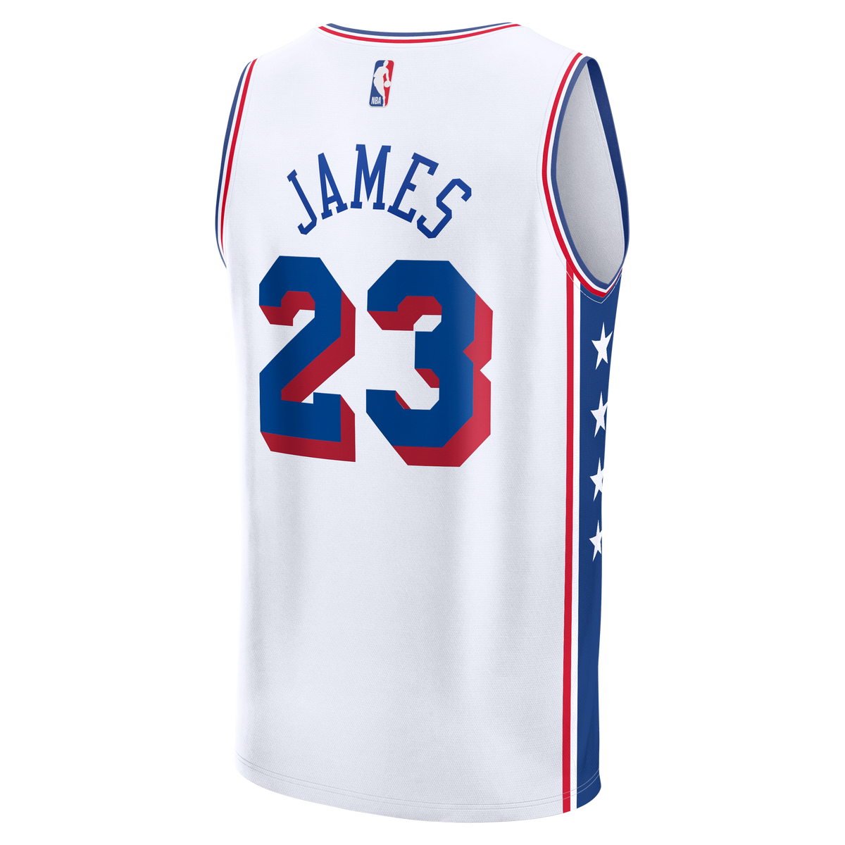 Youth Philadelphia 76ers LeBron James Fanatics White Fast Break Jersey - Association Edition product image 4, provided for
