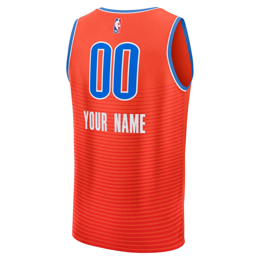 Youth Oklahoma City Thunder Fanatics Orange Fast Break Custom Jersey - Statement Edition product image 4, provided for