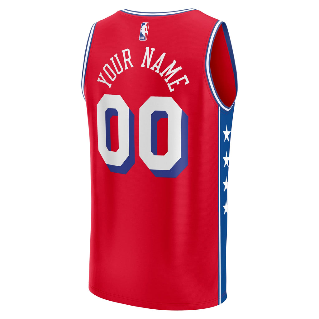 Youth Philadelphia 76ers Fanatics Red Fast Break Replica Custom Jersey - Statement Edition product image 4, provided for