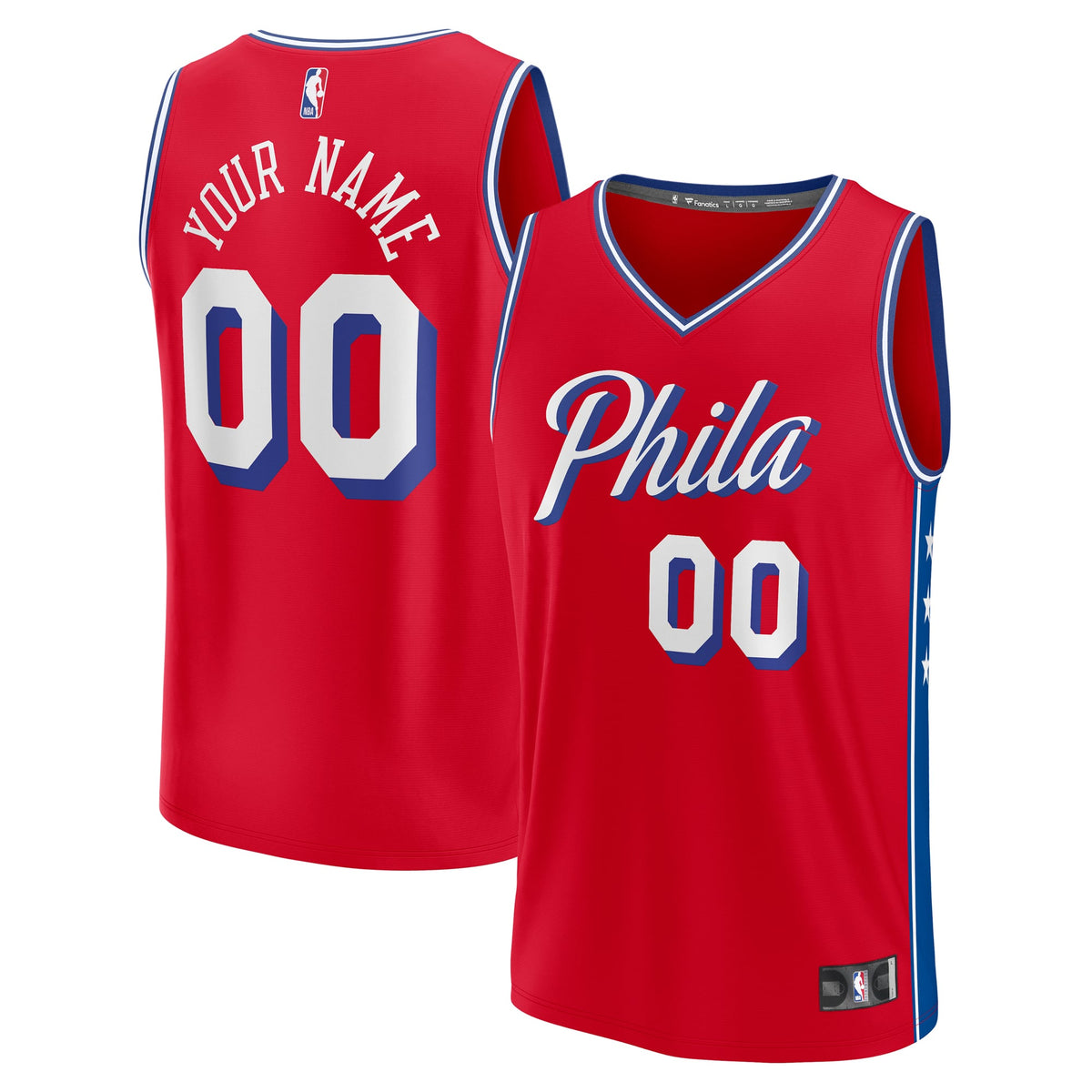 Youth Philadelphia 76ers Fanatics Red Fast Break Replica Custom Jersey - Statement Edition product image 1, provided for
