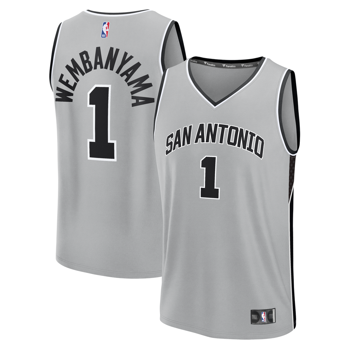 Youth San Antonio Spurs Victor Wembanyama Fanatics Silver Fast Break Jersey - Statement Edition product image 2, provided