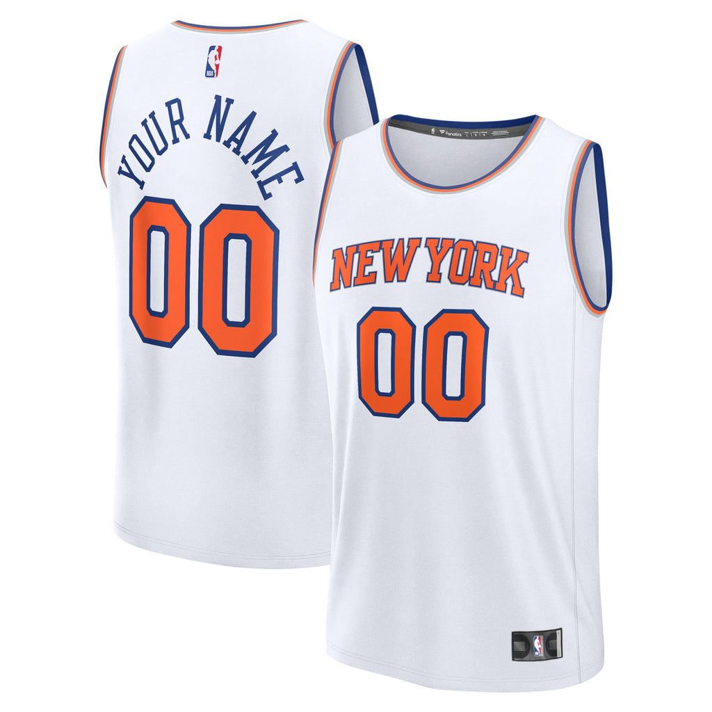 Youth New York Knicks Fanatics White Fast Break Custom Jersey - Association Edition product image 1, provided for visual