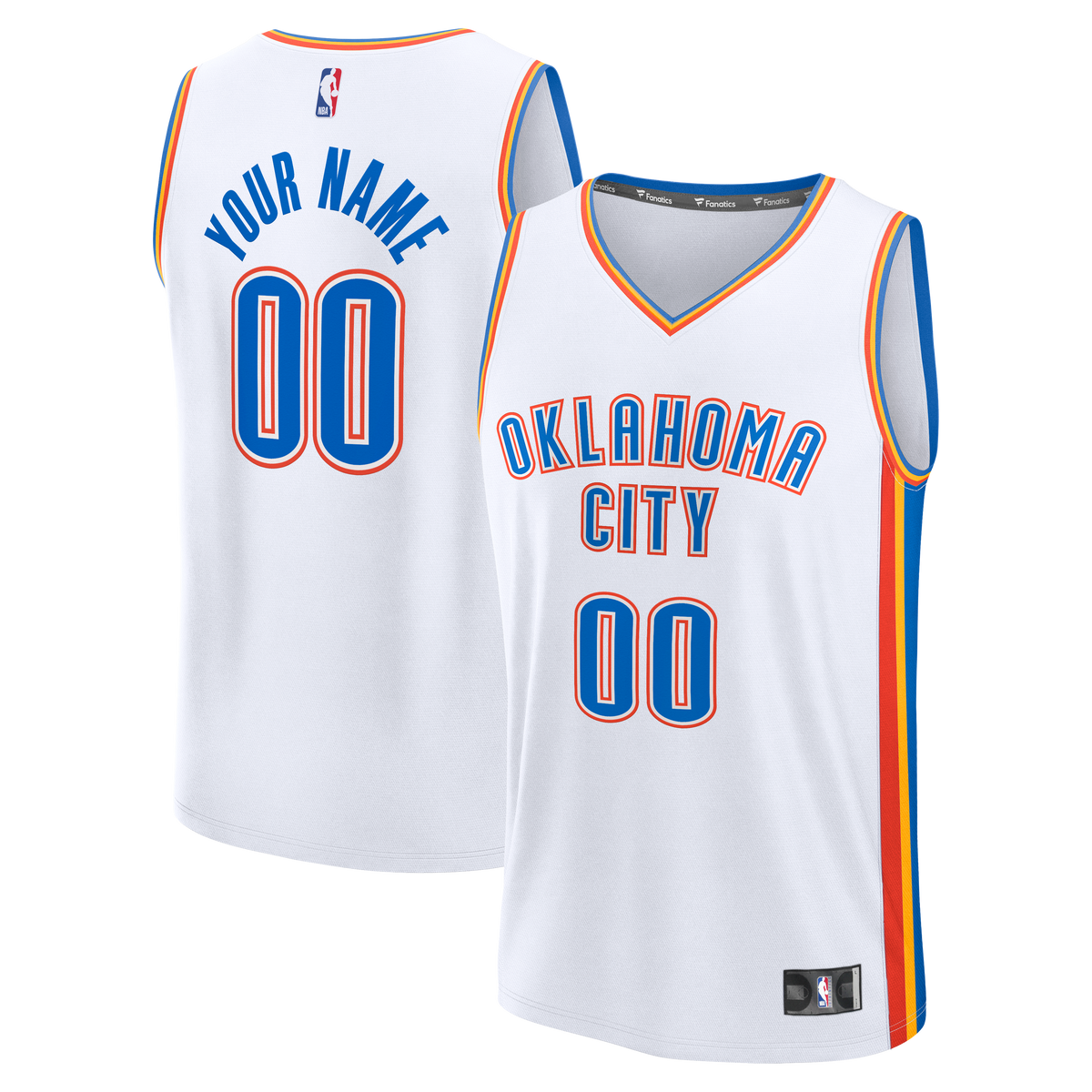 Youth Oklahoma City Thunder Fanatics White Fast Break Custom Jersey - Association Edition product image 2, provided for
