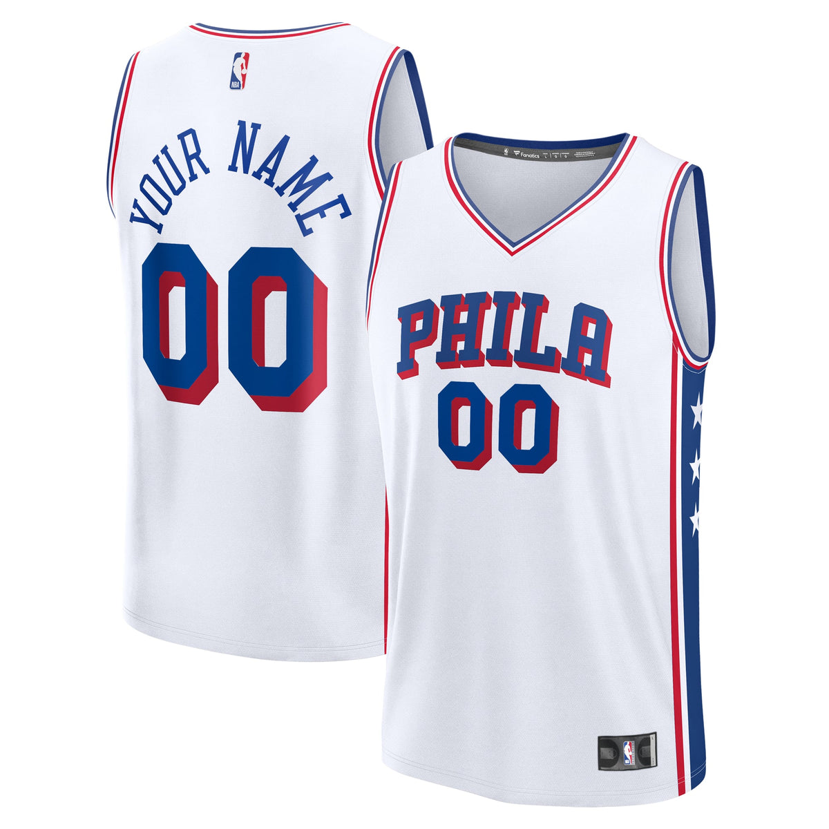 Youth Philadelphia 76ers Fanatics White Fast Break Custom Replica Jersey - Association Edition product image 1, provided for