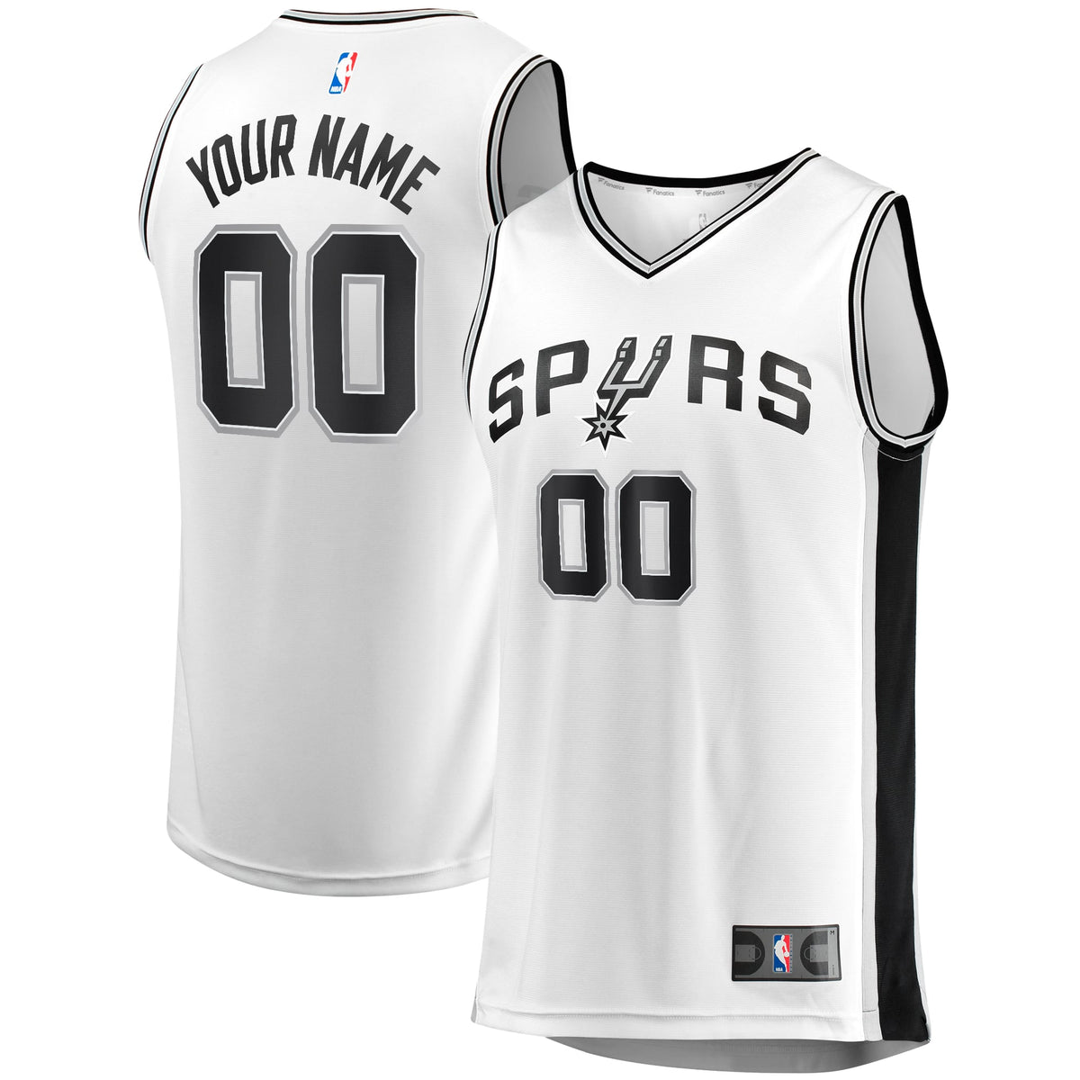 Youth San Antonio Spurs Fanatics White Fast Break Replica Custom Jersey - Association Edition product image 2, provided for