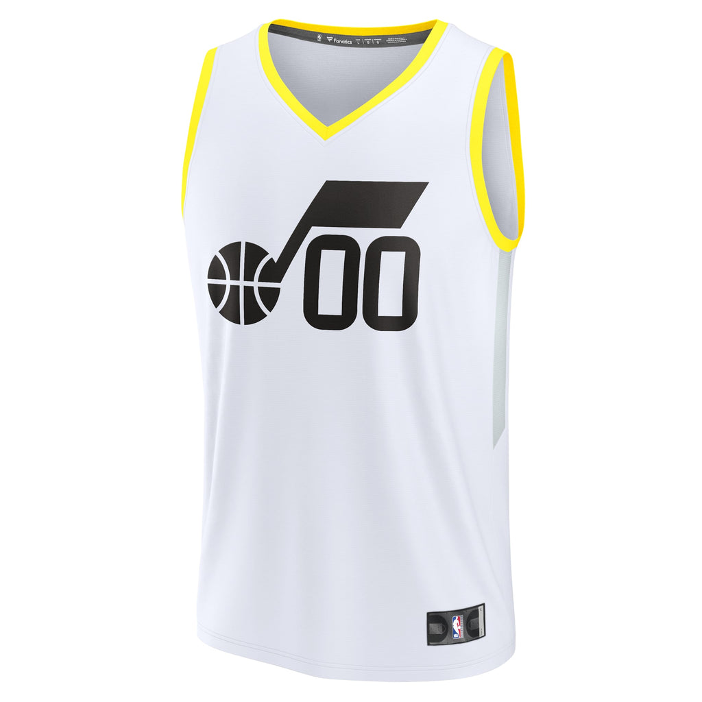 Youth Utah Jazz Fanatics White Fast Break Replica Custom Jersey - Association Edition product image 3, provided for visual