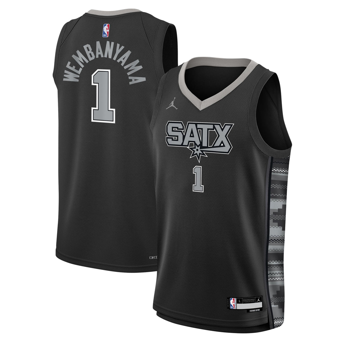 Youth San Antonio Spurs Victor Wembanyama Jordan Brand Black Swingman Jersey - Statement Edition product image 2, provided